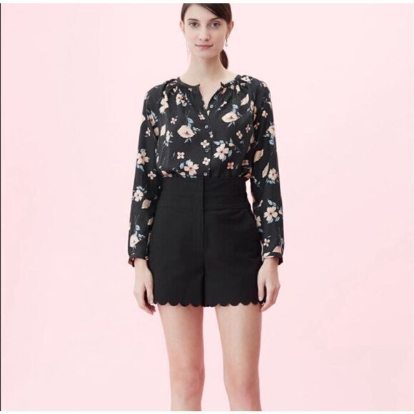 NWOT Rebecca Taylor Black Floral Jacquard Daniella Silk Blouse Size 2 Small - Picture 11 of 16